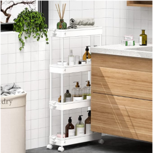 SPACEKEEPER Slim Rolling Storage Cart 4 Tier Bathroom Organizer @ Amazon