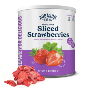 Augason Farms Freeze Dried Sliced Strawberries Can – 6.5 Ounces (18 Servings) @ Amazon