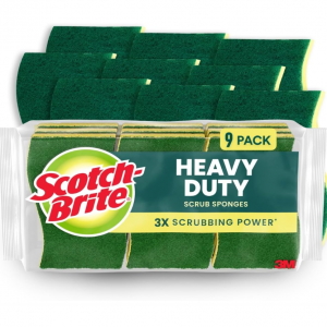 Scotch-Brite Heavy Duty Scrub Sponges, Green/Yellow, Standard, 9 Count