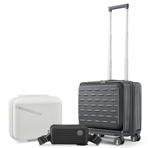 streamdale 18" carry on luggage with front open door &laptop interlayer