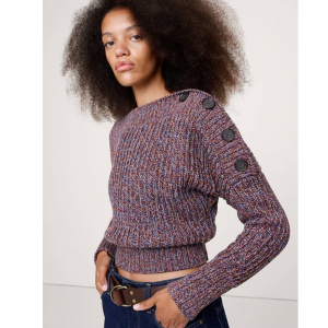 Banana Republic Cotton Button-Shoulder Sweater