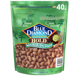 Blue Diamond Almonds Wasabi & Soy Sauce Flavored Snack Nuts, 40 Oz Resealable Bag @ Amazon