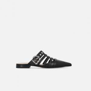 PINKO Pointed-toe nappa leather slip-ons with straps