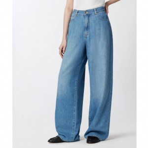 PINKO Medium-light denim palazzo jeans