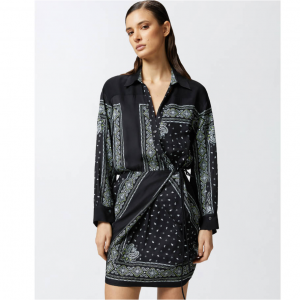 PINKO Mini shirt dress with bandana print