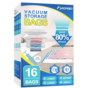 FYGRIP 16件装真空收纳袋 多尺寸 附手泵 @ Amazon