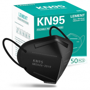 LEMENT KN95 Face Mask Black 5 Layer Cup Dust Safety Masks 50pcs @ Amazon