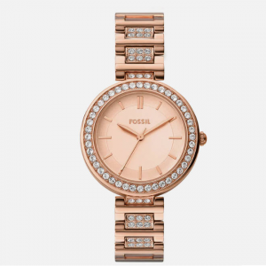 Fossil women's karli three-hand, rose gold-tone alloy watch