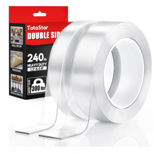Tatastar 2 Rolls Double Sided Tape Heavy Duty - 240" x 1.2" & 0.8" - 20 Feet @ Amazon