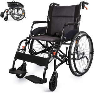 WHLICKS 2025 Premium Comfortable Transport Wheelchair Lightweight Foldable,25lb Portable Transfer
