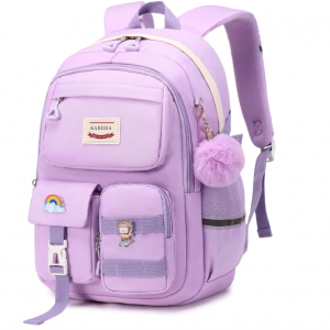 MUSEVOS Kawaii Girls Backpack for School, Cute Teenage Multiple Pockets Backpack, Purple @ Amazon