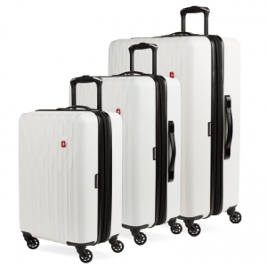 SwissGear 8018 Hardside Expandable Luggage with Spinner Wheels, White, 3-Piece Set (20/24/27)