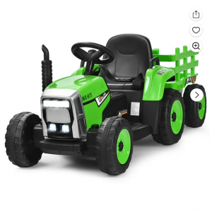 Walmart - Costway 12V 儿童乘坐式拖拉机,带拖车地面装载机+遥控器+ LED 灯,直降$119