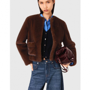 Maje 短款人造皮草大衣