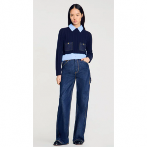 Cropped wool and cashmere sweater