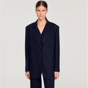 Sandro Striped rhinestone suit jacket