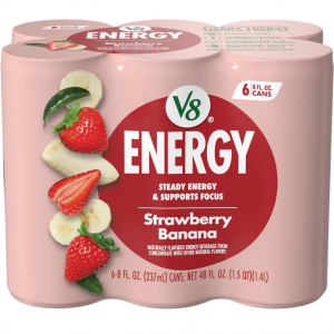 V8 +ENERGY Strawberry Banana Energy Drink, 8 FL OZ Can (Pack of 6) @ Amazon
