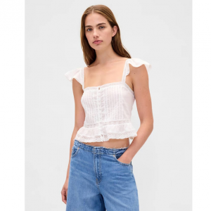 Gap 蕾絲荷葉邊短款上衣