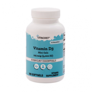 Vitacost 維生素 D3 迷你膠囊 -- 125 mcg (5000 IU) - 365 粒軟膠囊