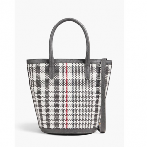 THOM BROWNE 格纹编织和卵石纹皮革水桶包