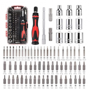 Amazon Basics Magnetic Ratcheting Wrench and Electronics Precision Screwdriver Set, 73 count