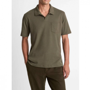 Vince Cotton-Blend Johnny-Collar Polo Shirt