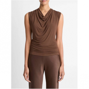 Vince Jersey Draped Cowl-Neck Top