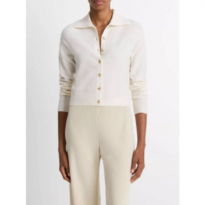 Vince Wool & Cashmere-Blend Polo Cardigan