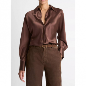 Vince Silk Bias Long-Sleeve Blouse