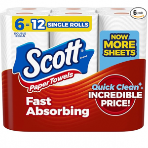 Scott 厨房纸巾 6卷等于普通12卷 108张/卷 @ Amazon
