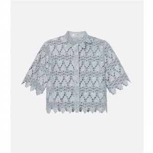 Frame Denim The Lace Button Up Shirt in Sky Blue