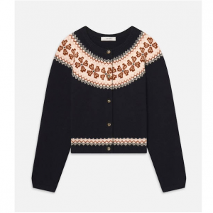 Frame Denim The Cashmere Fairisle Cardi in Navy