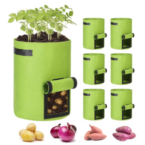 JERIA 6-Pack 10 Gallon Green Potato Grow Bags with Flap Window @ Amazon