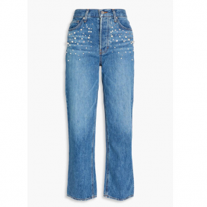 VERONICA BEARD Daniela 綴飾高腰直筒牛仔褲