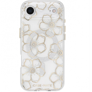 适用于iPhone Air的花卉宝石图案手机壳,支持MagSafe