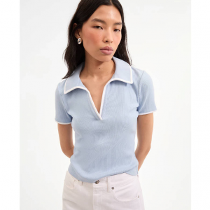Veronica Beard Kearney Polo Tee With Contrast Piping