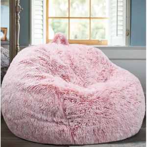 Kisoy Fluffy Stuffed Animal Storage Bean Bag Chair Cover (No Filler) @ Amazon