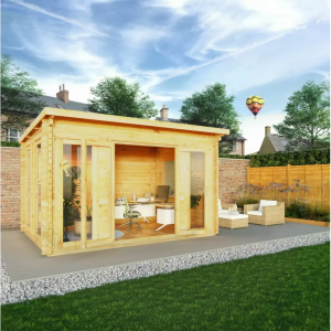 Mercia 4.1m x 3m Studio Pent 木屋，带侧棚