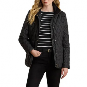 Lauren Ralph Lauren Diamond Quilted Barn Jacket With Faux Leather Trim