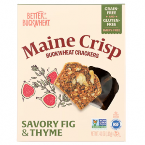 Maine Crisp Buckwheat Crackers Gluten Free Grain Free Savory Fig & Thyme -- 4 oz