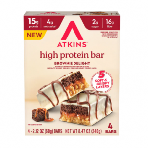 Atkins Brownie Delight Layered High Protein Bar 4 Count Box