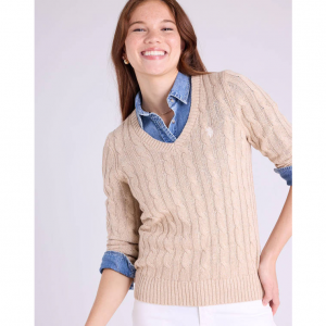 U.S. Polo Assn. 软麻花 V 领毛衣