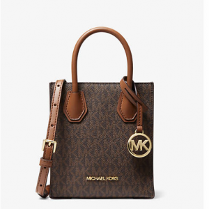 Michael Kors Outlet Mercer Extra-Small Logo and Leather Crossbody Bag