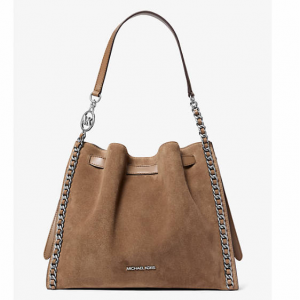 Michael Kors Outlet Mina Large Suede Chain Shoulder Bag