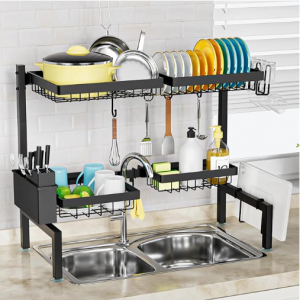 SNSLXH［2-Tier 4 Baskets］Over The Sink Dish Drying Rack, 24.8"-35.4", Large Sink Rack @ Amazon