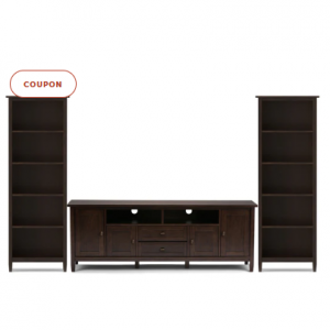 Warm Shaker 72 英寸电视柜，带 26 英寸书柜（3 件套）