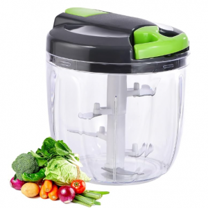 Ziweaye Manual Food Processor Vegetable Chopper(900ml,Gray-green)@ Amazon