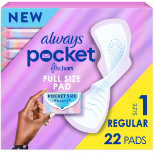 Always Pocket Flexfoam Pads, Size 1, Regular, with Wings, 22 Count