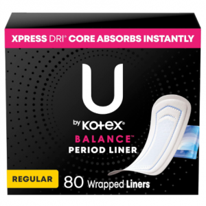 U by Kotex Balance Wrapped Panty Liners, Regular Length, 80 Count (Packaging May Vary)