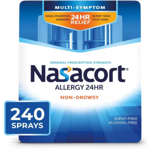 Nasacort 24HR Allergy Nasal Spray for Adults, 240 Sprays, 0.57 fl.oz. 2Ct @ Amazon